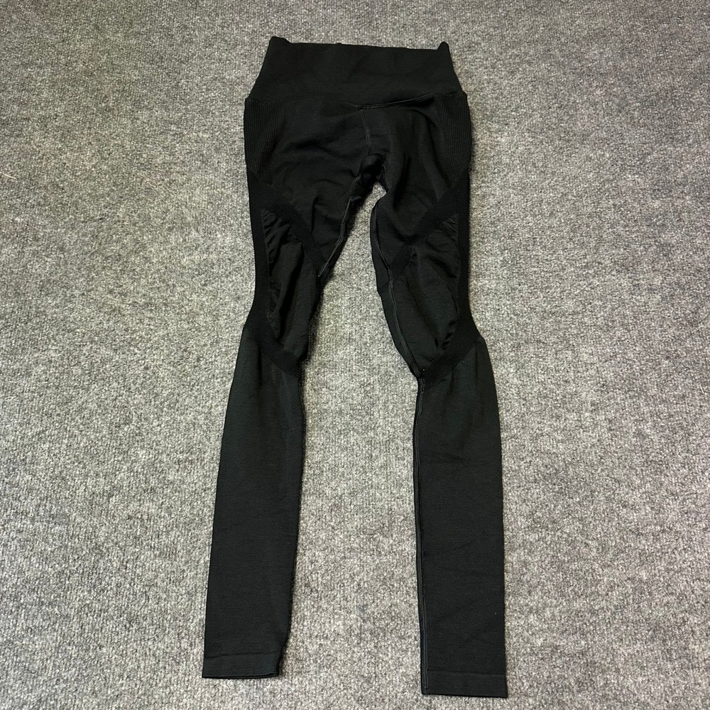 Alphalete Leggings Womens Size S Black Seamless High Waist Mesh Athletic Gym